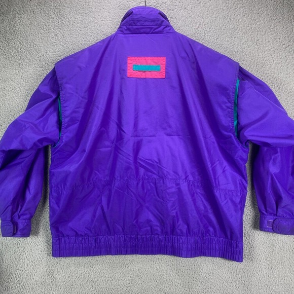 Cabin Creek Jacket Womens Large Purple Nylon Retro Colorblock 90s NO Liner - Picture 12 of 16
